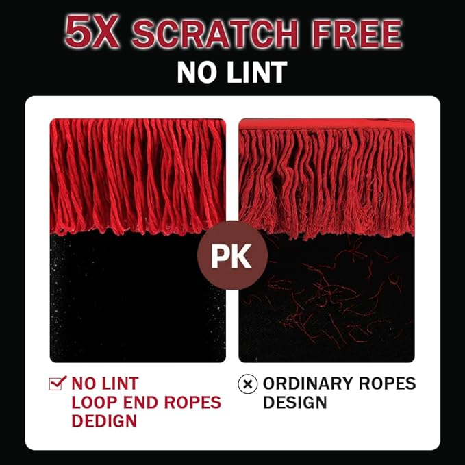 Car Duster Exterior with Extendable Handle Scratch Free Auto Wash Brush Mop Interior Detailing Kit for Truck RV Boat - 1PC Wax Cotton Duster Bright Red