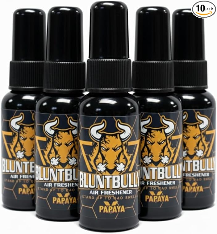 Blunt Bully Air Freshener (Papaya) (10 Pack) Premium Oil Based Air Freshener Spray. Long-Lasting Room Bathroom Office &amp Car Scent | Eliminates Odors from Smoke Pets &amp More