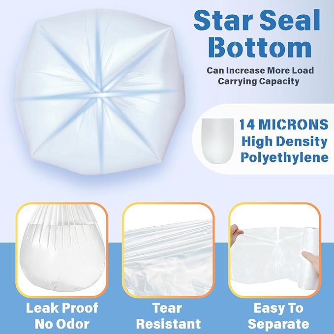 30 33 35 Gallon Clear Trash Bags 250 Count High Density Garbage Bags Made in USA Recycling Trash Can Liners Puncture-Resistant Plastic Waste Bags for Kitchens Yards Offices Commercial