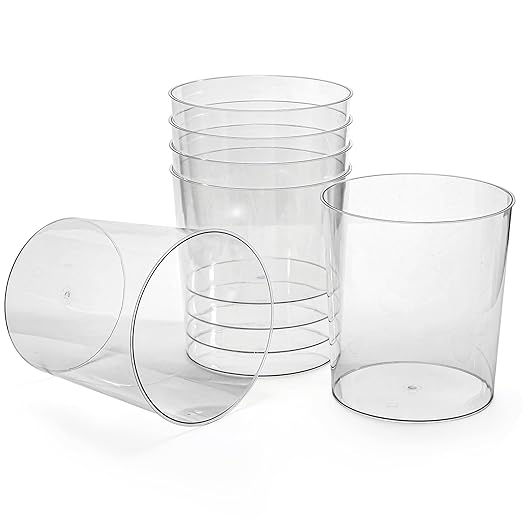 Okllen 6 Pack Clear Round Plastic Waste Baskets BPA-Free Trash Can Bin for Bathroom Kitchen Office Home 8x7.5x6.4