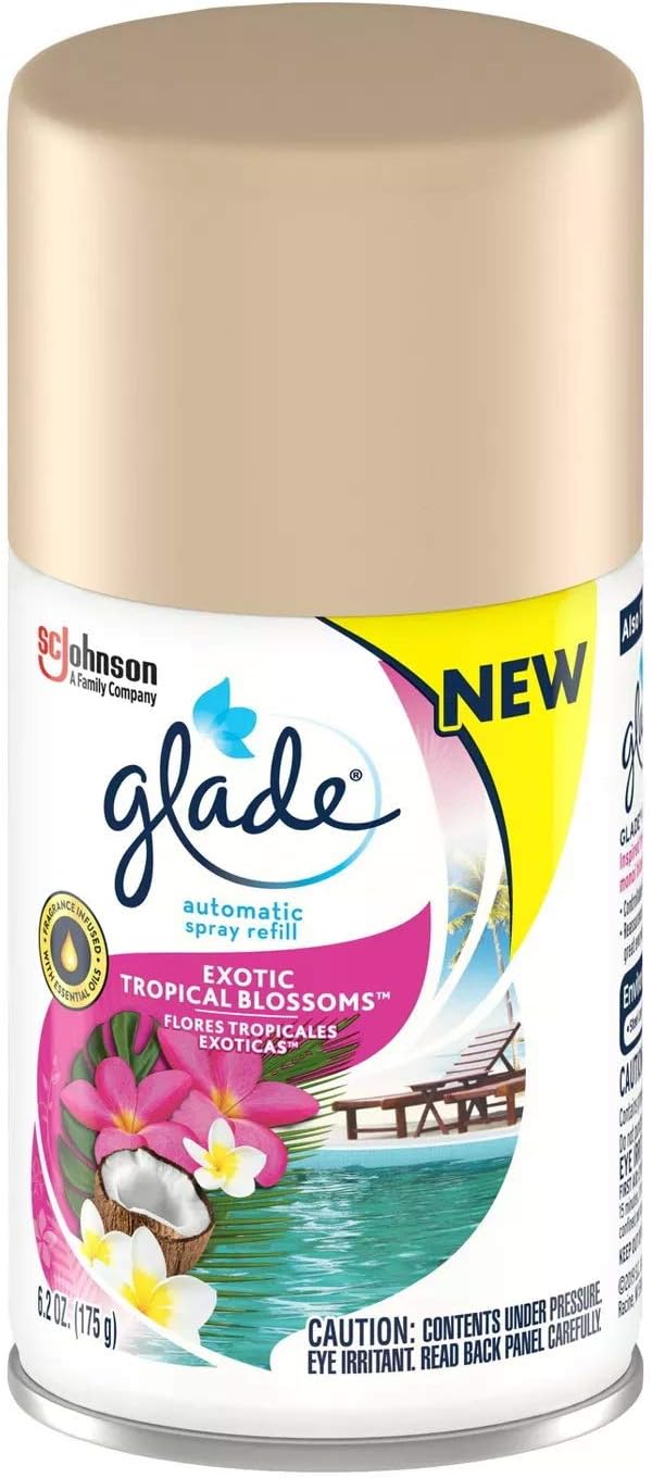 Glade Automatic Spray Air Freshener Refill | Exotic Tropical Blossoms Scent | Limited Edition - 6.2 Ounce Each (Pack of 3)