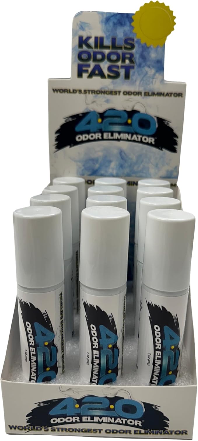 420 Spray Blue - Cannabis Odor Destroying Spray for Eliminating Pot Smoke Cigarette Smoke or Most Unwanted Odors in Your House Car or Apartment So Freshen Up The “Joint!” 12PK Retail Display