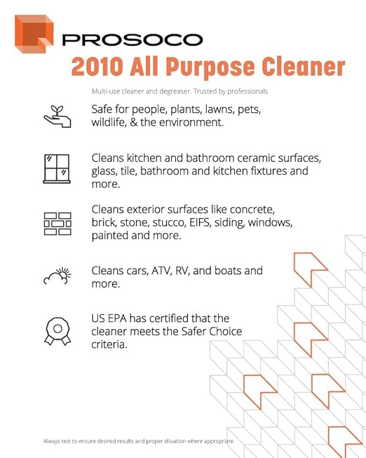 Prosoco Enviro Klean® 2010 All Surface Cleaner - Concentrated Industrial Strength All-Purpose &amp All-Surface/Hard Surface Cleaner - One diluted gallon can make up to 10 gallons