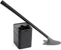 Broombi Sani-Flex Toilet Brush Squeegee and drip-Less Holder Set with a Patented Silicone Bristle-Free Head - no Mess no clinging gunk or Poo Super Clean Solution (Black)