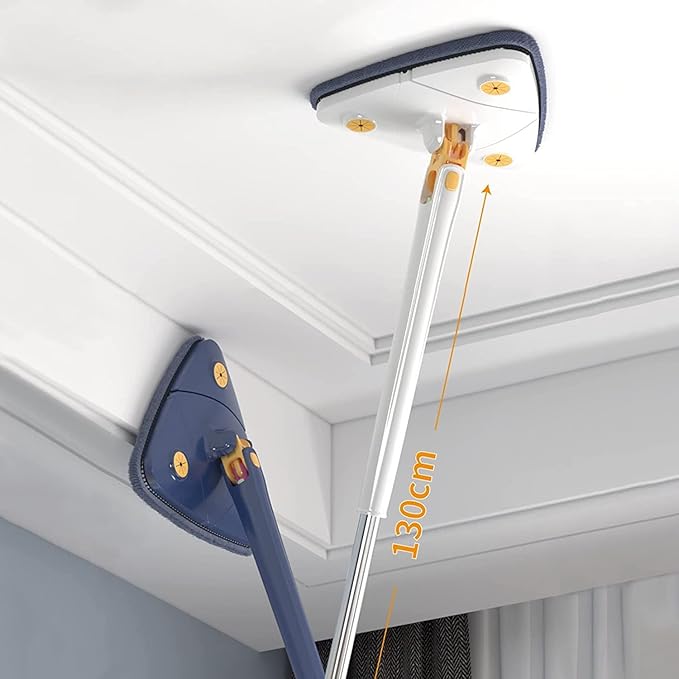 360° Rotating Adjustable Cleaning Mop Triangular Cleaning Mop with Automatic Water Compression Function for Dry and Wet 12027(Medium)