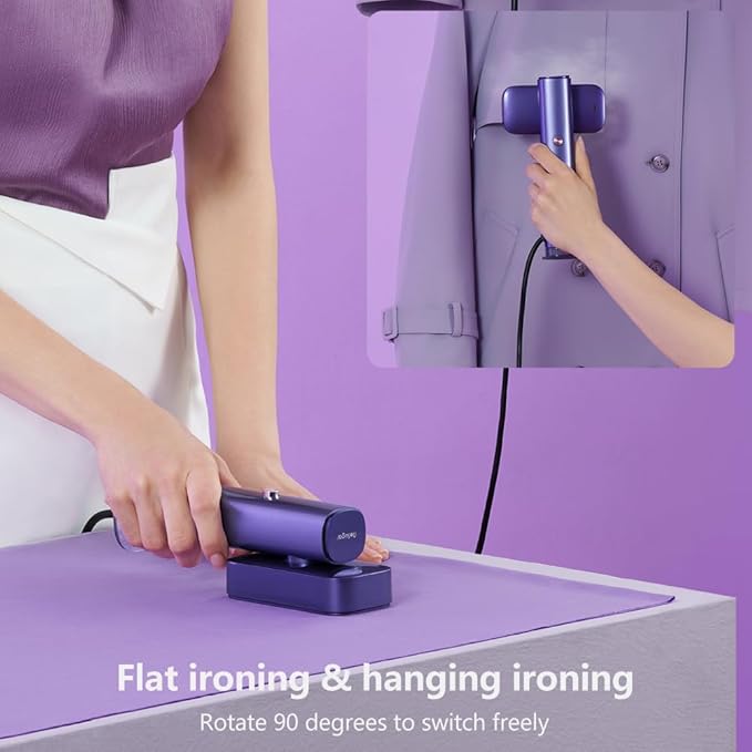 G5 Steam 2-in-1 Professional Handheld Steamer for ClothesIron for Clothes Just 1lbs Lightly 10 Minutes of Continuous Steam 1200W Light Steam Iron for Travel and Home (Purple)