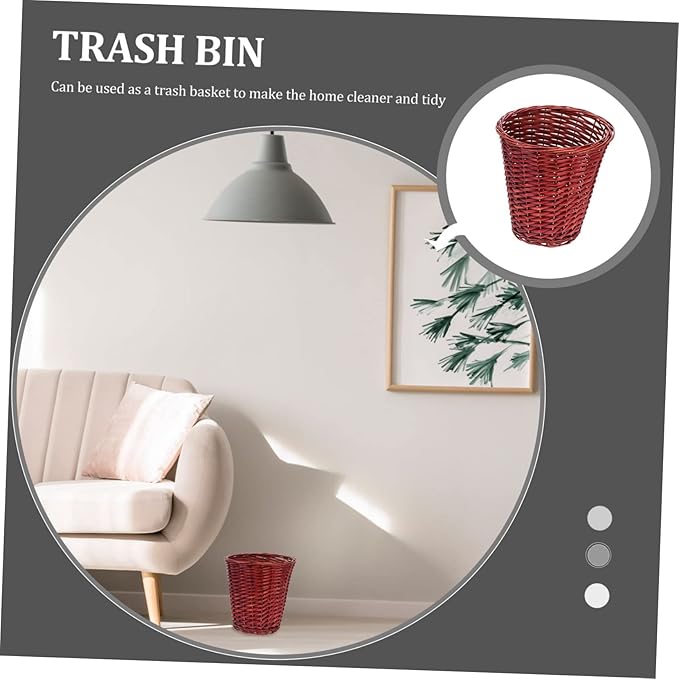 ABOOFAN Willow Rattan Trash Can Waste Basket for Home Small Light Rattan Woven Storage Tidy Organizer