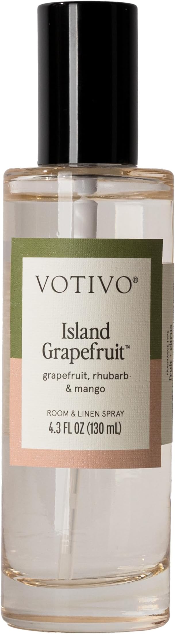 Votivo Island Grapefruit 4.3 oz Room &amp Linen Spray | Tropical Fruity Scented Air Freshener for Linens &amp Living Areas | Premium Long Lasting Fragrance