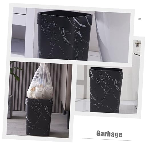 VOSAREA Marbling Wastebasket Lidless Square Trash Can for Bathroom Kitchen Bedroom Non Slip Design Elegant Marble Finish for Home Hotel Use