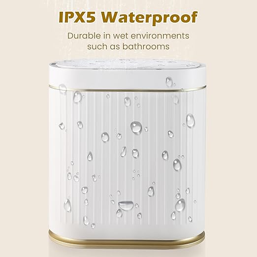 Bathroom Trash Can with Lid Automatic 2 Gallon Motion Sensor Garbage Bin 7.5 Liter Smart Trash Bin Bathroom Decor Plastic Garbage Can Narrow Trash Can for Bedroom Office Living Room