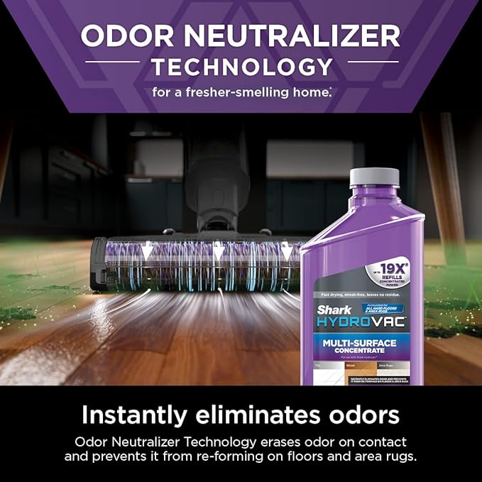 Shark HydroVac Multi-Surface 33-Oz. Concentrate with Odor Neutralizer Technology Compatible with all HydroVac 3-in-1 Cleaners for Sealed Hard Floors &amp Area Rugs Spring Clean Scent Purple WDCM
