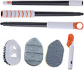 Multi-Function Floor and Grout Brush Set with Extendable Handle Hard Bristle Tile Scrubber and Replacement Pads for Bathroom and Kitchen Cleaning