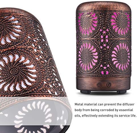 JCLOUD Essential Oil Diffuser 100ML Aromatherapy Diffuser with Waterless Auto Shut-Off Vintage Metal Diffusers for Essential Oils Cool Mist Humidifier for Home