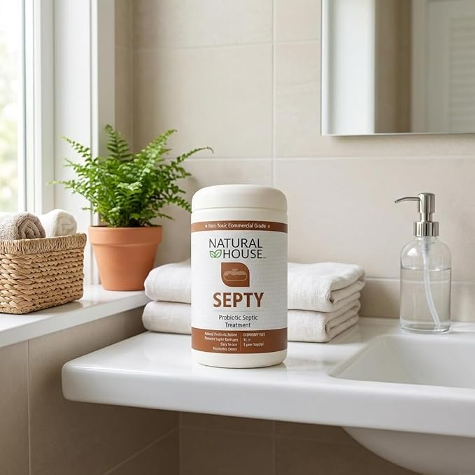 Natural House Septy - Probiotic Septic Tank Treatment - Prevents Backups - Reduces Odors - Supports Drain Fields - 12 Month Supply