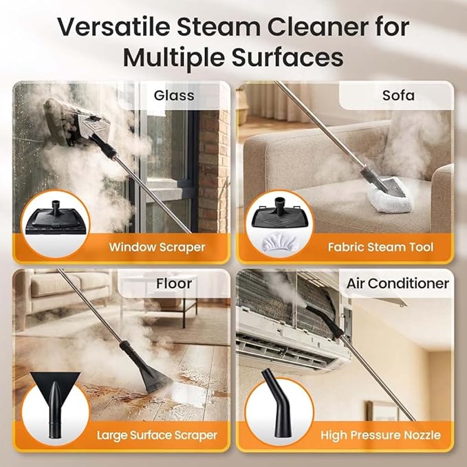 2500W Handheld Steam Cleaner High Pressure Steam Cleaner for Car &amp Home Portable Steam Cleaner for Walls Tile Grout &amp Furniture 6-Level Control with 40.6oz Tank