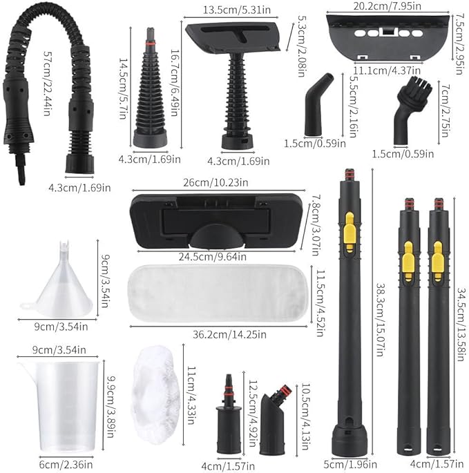 Steam Cleaner Pressurized Handheld Mop Steam Cleaner for Home with 18 PCS Accessory &amp Safety Lock Large Capacity Mop Steam for Cleaning Car Bathroom Shower Window Grime Grease - White