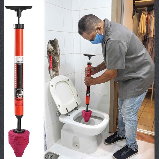 Upgraded High Pressure Toilet Unblock One Shot Toilet Pipe Plunger 2024 New Toilet Unblock a Shot Kit Air Drain Clog Remover Toilet Snake Toilet Unclogger Air Pump Toilet Plunger (1Pc)