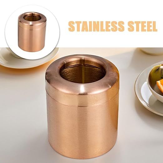 Veemoon Mini Stainless Steel Desktop Trash Can Bronze Countertop Wastebasket for Office Desk and Coffee Table Indoor Rubbish Bin Uncovered Compact Design