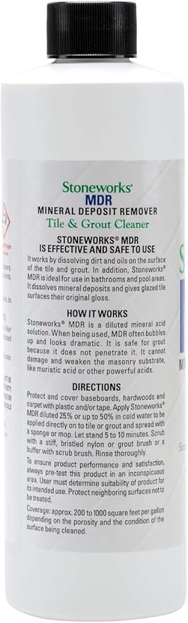 MDR (1 Pint) Tile and Grout Cleaner/Mineral Deposit Remover Works by Dissolving Dirt and Oils on the Surface of the Grout Leaving the Grout Looking Cleaner and Lighter