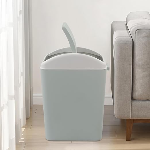 Kekow 4.5 Gallon Small Plastic Trash Can Swing Lid Waste Can Blue