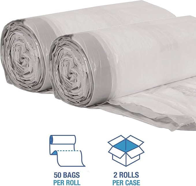 Regular-Duty 13 Gallon Drawstring Kitchen Trash Bags White Garbage Bags 24 x 28 100 Count