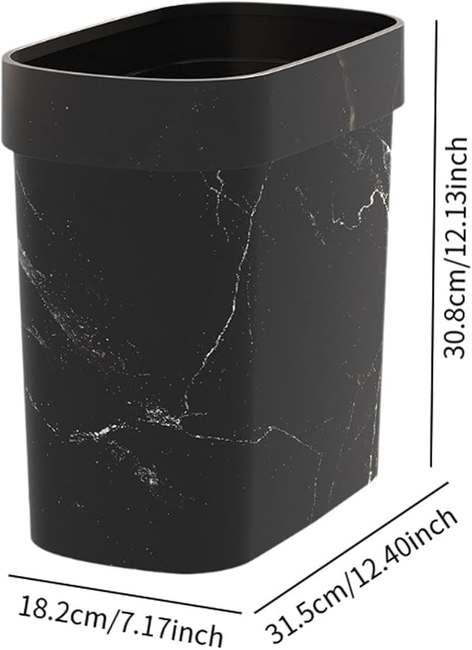 Marble Wastebasket Garbage Basket Garbage Bin Without Lid Household Trash Bin Garbage Container for Living Room Office Home Black