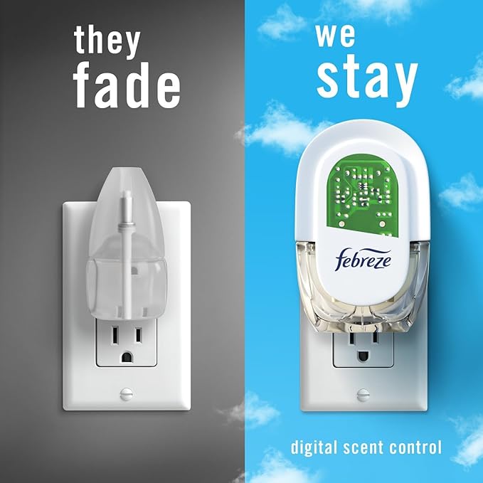 Febreze Odor-Fighting Air Freshener Room Fresheners Air Effects Air Freshener Refills Fade Defy Plug Technology - (1 Pack) contains (3) of 0.87 fl oz Refills (Linen &amp Sky)