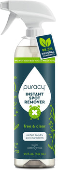 Puracy Laundry Stain Remover for Clothes Laundry - Carpet Stain Remover Carpet Spot Cleaner Couch Stain Remover - Clothes Spray Free &amp Clear - Instant Spot Remover 25 Fl Oz (Pack of 1)