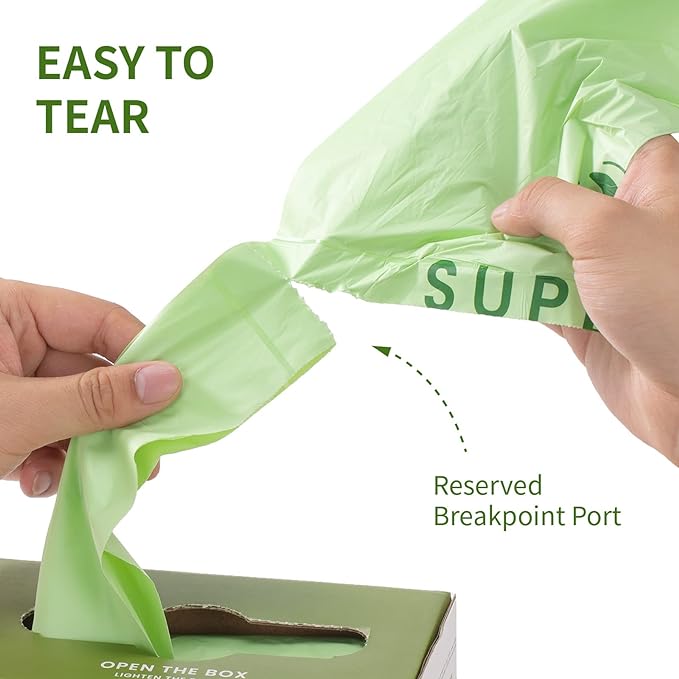 SUPERBIO 1.6 Gallon Handle Tie Compostable Food Scrap Bags Small Compost Bags with Handles 50 Count 2 Pack BPI &amp OK compost INDUSTRIAL