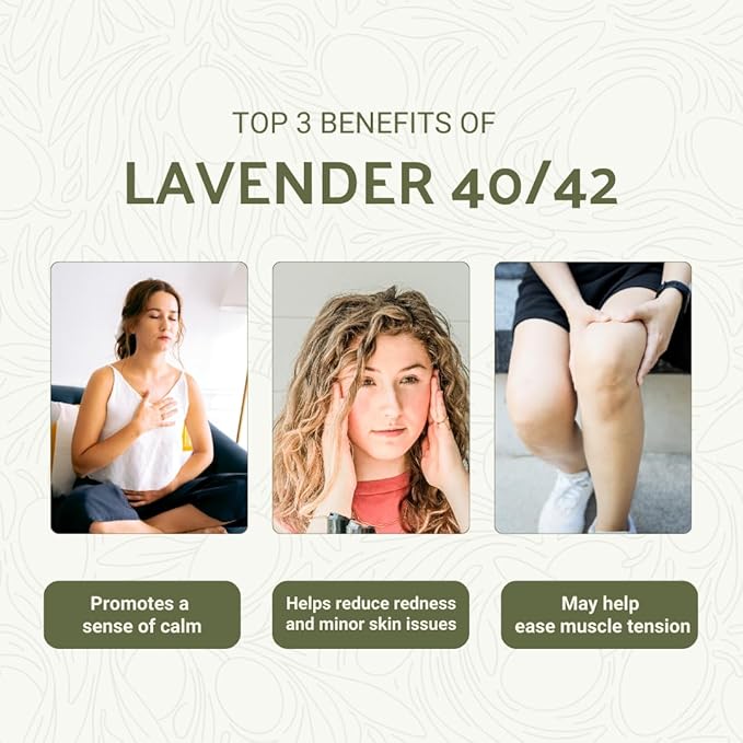 Lavender 40/42 Essential Oil Direct from France - Essential Oil for Candle Making and Soaps - Pure Lavender 40/42 Oil for Aromatherapy Skincare Haircare Perfumes (8oz)