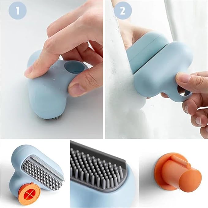 Shaped Bathroom Mirror Cleaner with Silicone Shower Glass Wiper Descaling Remover Handle Cleaning Tool ﻿(Yellow)