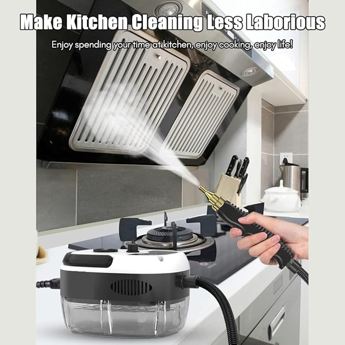 2500W Portable Handheld Steam Cleaner High Temperature Pressurized Steam Cleaning Machine with Brush Heads for Kitchen Furniture Bathroom Car