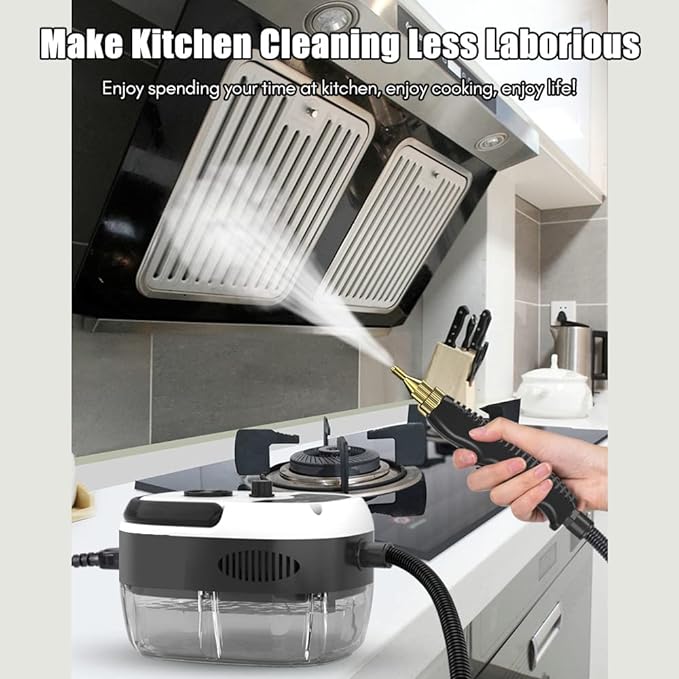steam Cleaner 2500W Portable Handheld Steam Cleaner High Temperature Pressurized Steam Cleaning Machine with Brush Heads for Kitchen Furniture Bathroom Car