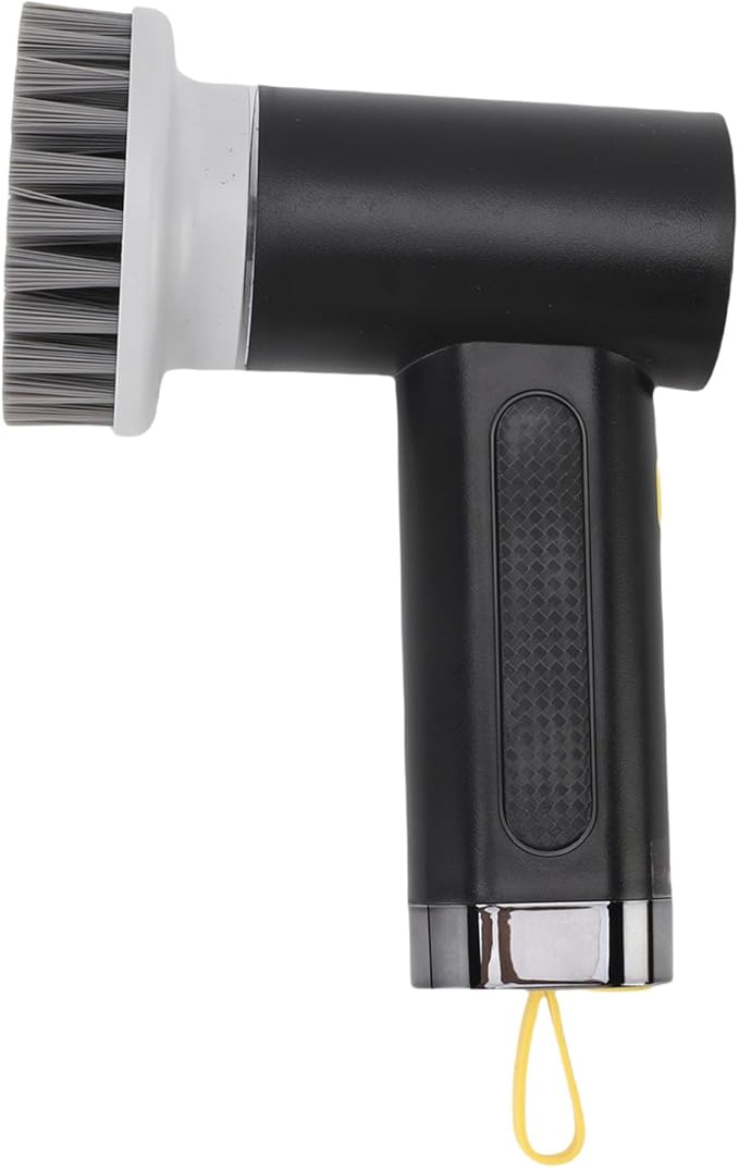 Focket Electric Spin Scrubber Cordless Electric Brush with 3 Replaceable Heads IPX7 Adjustable 2 Speeds for Bathroom Kitchen (Black)