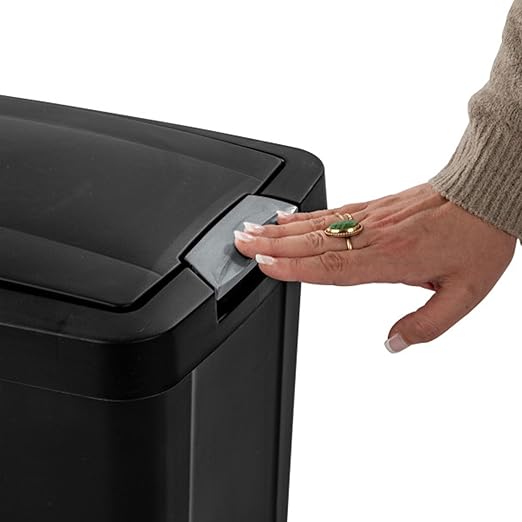 Sterilite 7.5 Gallon TouchTop Wastebasket with Lid That Opens with Touch Conceals Trash in The Kitchen Bathroom Mudroom or Office Black 12-Pack