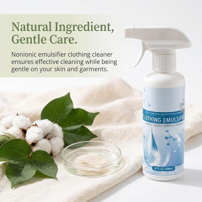 300ml Cleanse Natural Clothing EmulsifierNon Ionic Emulsifier Clothing CleanerPowerful Spot Remover Laundry Spray Fabric Conditioner Restore Faded Color (2PCS)
