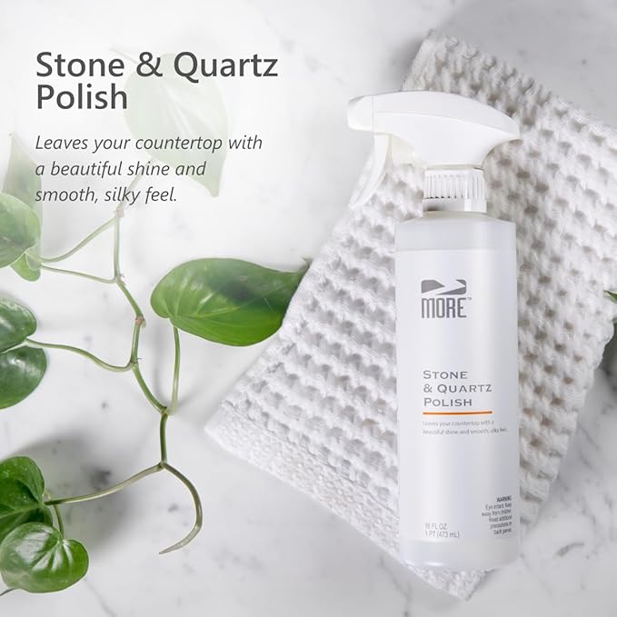 MORE - Stone &amp Quartz Polish - For Granite Marble &amp Natural Stone Countertops - Spray &amp Wipe Streak-Free - Water-Based Formula - Marble &amp Granite Polish - For Indoor &amp Outdoor St