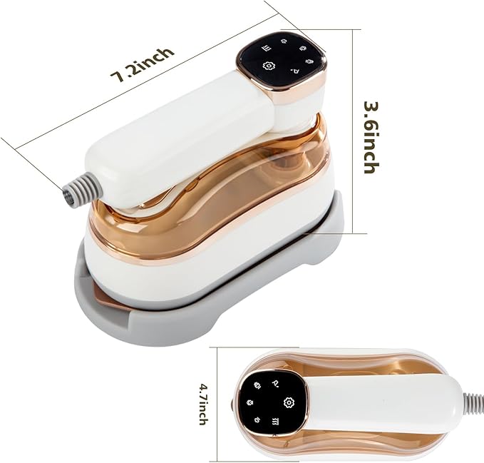 2 In 1 Portable Ironing Machine Handheld Clothing Steam Iron 180°Rotation LED Display Ironing Mode 1200W +15 Seconds Fast Heating 7-Hole Pressurized Steam 4-Speed Ironing (Off White)
