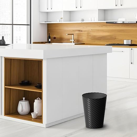 Lysam Bathroom Trash Can 3 Pack 1.8 Gallons Small Trash Can with Trash Bags Bathroom Garbage Can Plastic Trash Bin Round Waste Basket for Bedroom Office Kitchen Room Compact Space (Black)