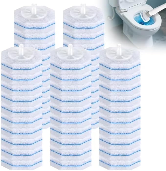 50Count Refills Disposable Toilet Brush Refills Toilet Cleaning BrushToliet Wand RefillsToilet Bowl Clean Refill PadsToilet Brush Head is Compatible with Most Toilet Brush Handles