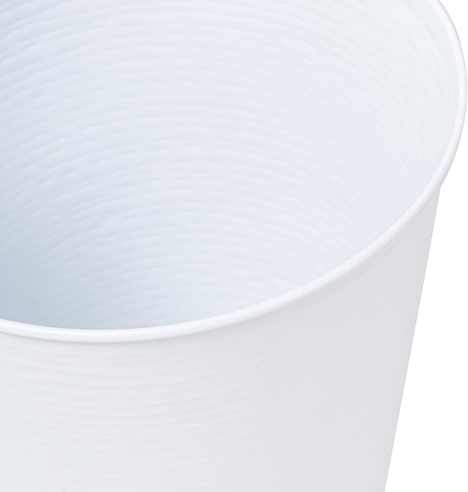 happimess HPM1112D Remi Modern Classic Textured Steel 2-Gallon Wastebasket for Home Bathroom Living Room Office Bedroom Kitchen Matte White