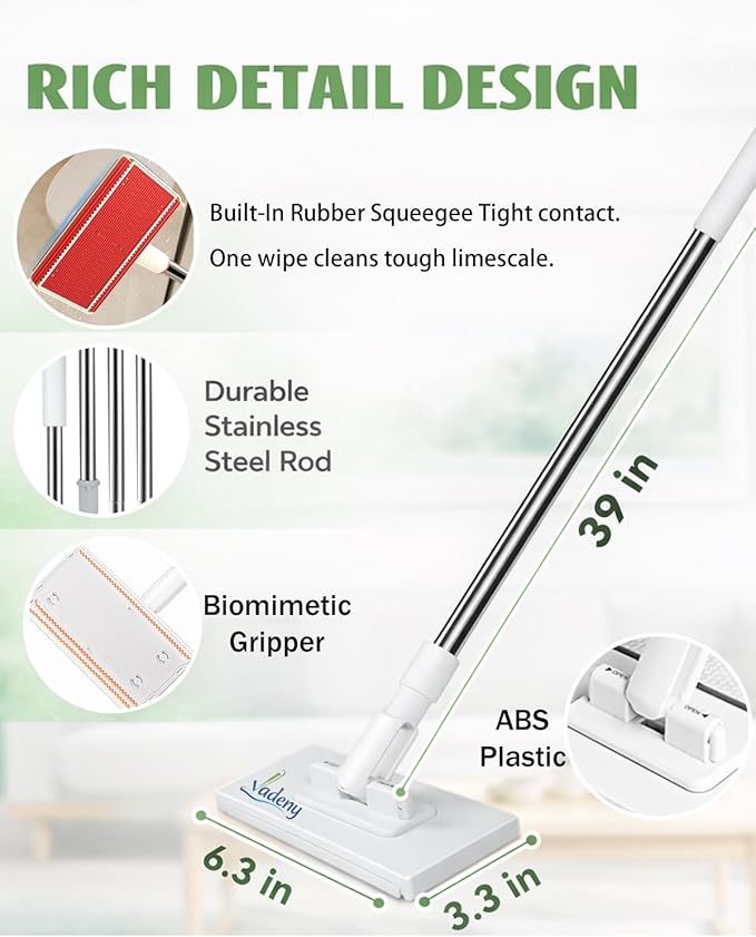 Cloth Changing Mini Mop Zero Touch Lazy Flat Cleaning Tool Clip Clamp Disposable Dust Sweeper Portable Hands Free Wet and Dry Compatible Click Snap Easy Wall Floor Clean Reusable for Small Spaces