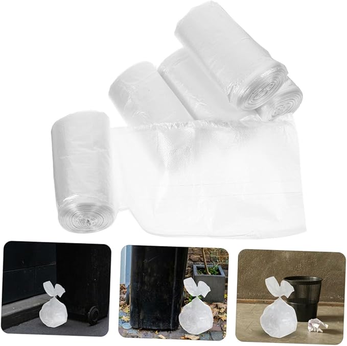 VOSAREA Thickened Plastic Trash Bags White 45x50cm 300pcs (10 Rolls X 30pcs) Bathroom and Bedroom Garbage Liners for Home Wastebaskets
