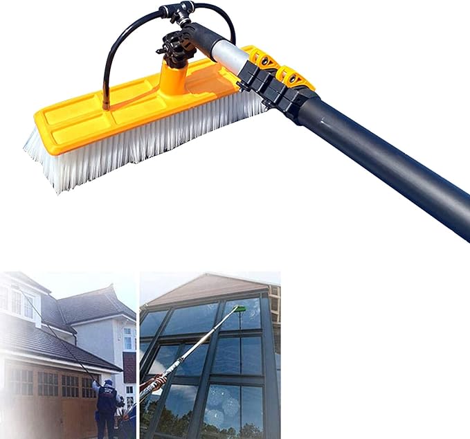Water Fed Telesbrush Window and Solar Cleaning Pole with Brush Window and Solar Panel Cleaning System Windows Cleaning &amp Washing Tool (3.6M-11.5M)24Ft/7.5M/32Ft/10.