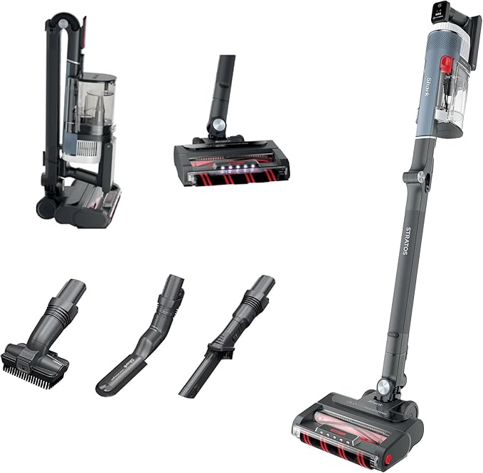 Shark Stratos Cordless Vacuum with Clean Sense IQ and DuoClean PowerFins MultiFlex Wand Includes Duster Crevice Tool &amp Anti-Allergen Brush Up to 40 Minute Runtime (Renewed)