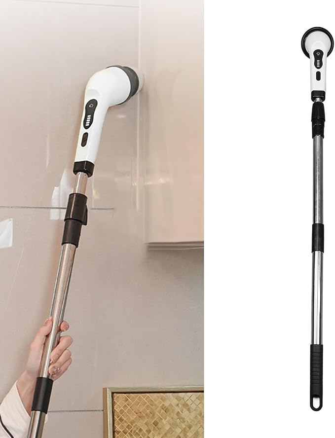 Electric Spin Scrubber with Extendable Handle Cordless Shower Scrubber Rechargeable Cleaning Brush for Tile Floor Bathroom Kitchen 97cm Adjustable Pole 3000mAh
