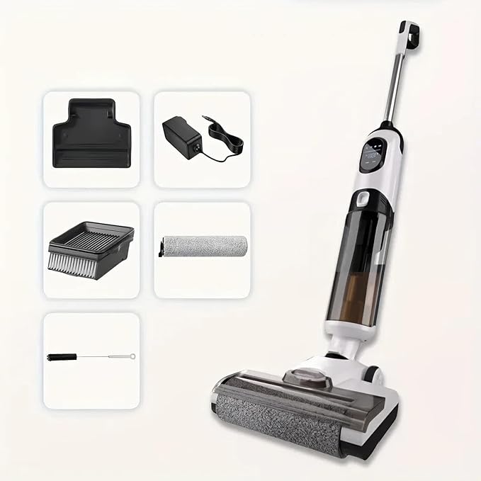 Cordless Wet and Dry Stick Vacuum Cleaner 170W Lightweight Rechargeable Floor Cleaner for Hard Floors and Low-Pile Carpets