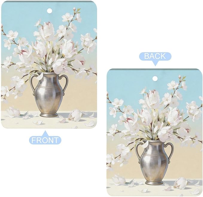5PCS Car Air Freshener Hanging Personalized Double Sided White Blossom Car Fresheners Long Lasting New Cars Scents Cute Automotive Freshies for Closets Drawers (tea)