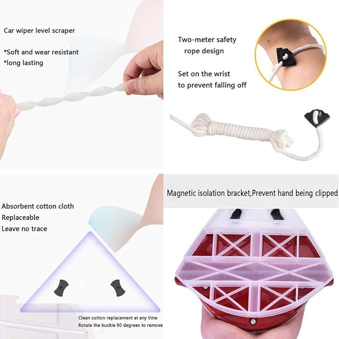 Double-Sided Magnetic Window Cleaner Glass Cleaning Brush Glass Wiper Household Cleaning Tools for Single Layer Sided Glass Wipe Thickness(D)