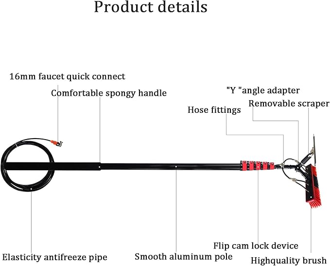 Window Cleaning Water Fed Pole Kit Window Cleaning Water fed Pole Water Water/Hose Fed Pole for Window Glass Solar Panel (30FT/9M)